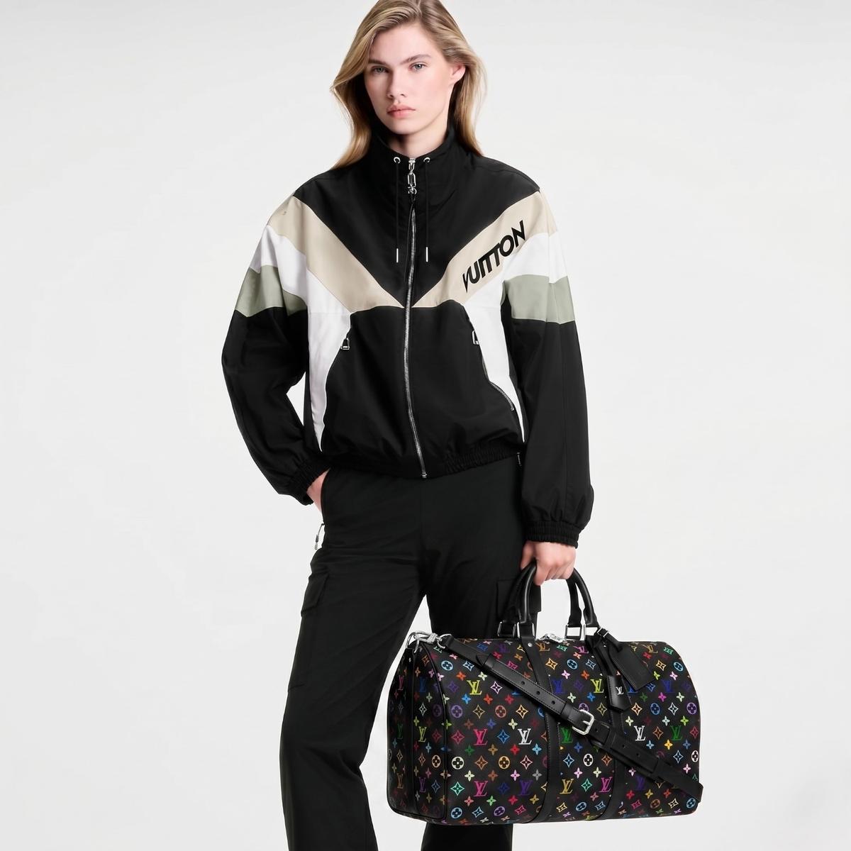 Louis Vuitton LV x TM Keepall Bandouliere 50 Travel Bag 19.7in/ 50cm Multicolore Black Silver Hardware M13745