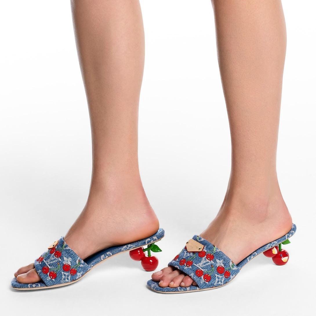 Louis Vuitton LV x TM Lily Mule Cherry Denim For Women 1AHLTF