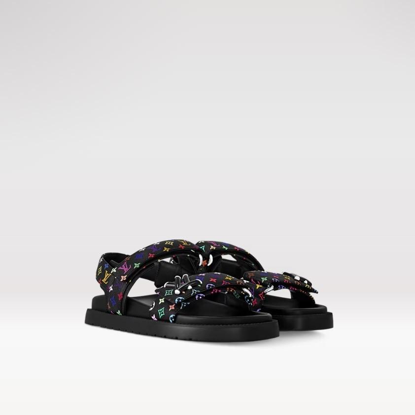 Louis Vuitton LV x TM LV Sunset Flat Comfort Sandal Black For Women 1AGXF6