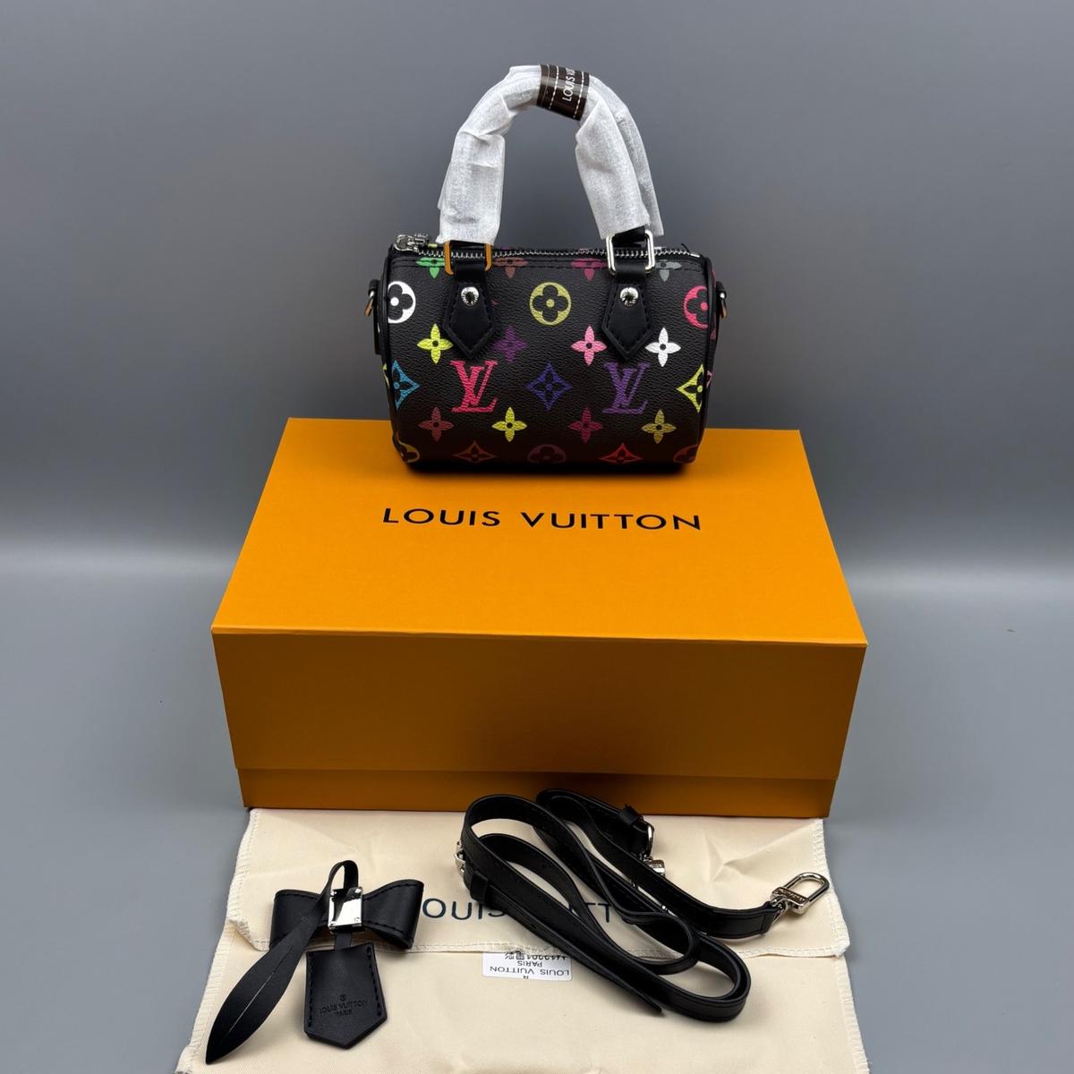 Louis Vuitton LV x TM Nano Speedy Top Poignée Sac 6.3in/ 16cm Multicolore Noir Argent Matériel pour femmes M13406