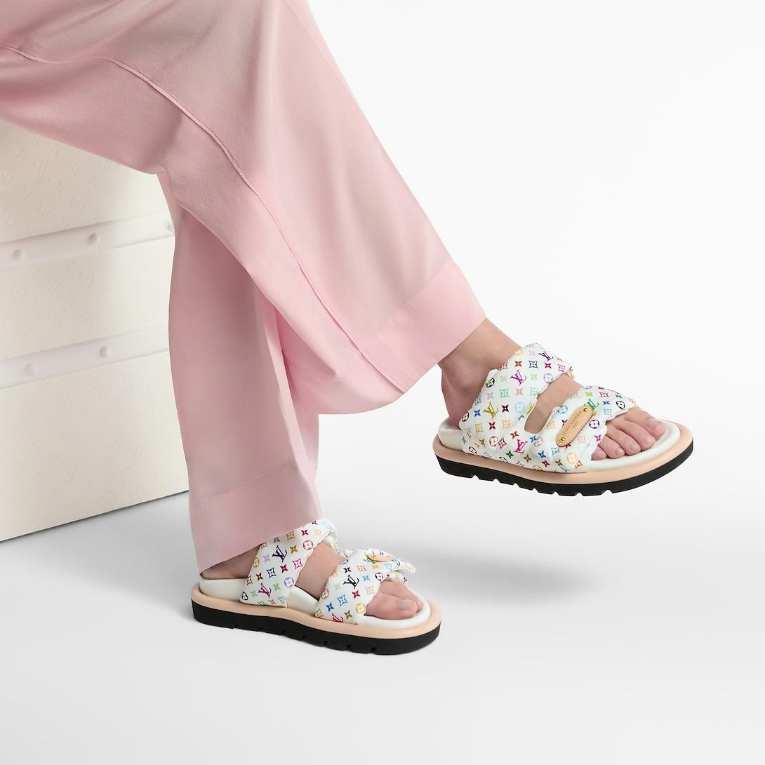 Louis Vuitton LV x TM Pool Oreiller Comfort Mules Blanc Pour Femmes 1AJNEW