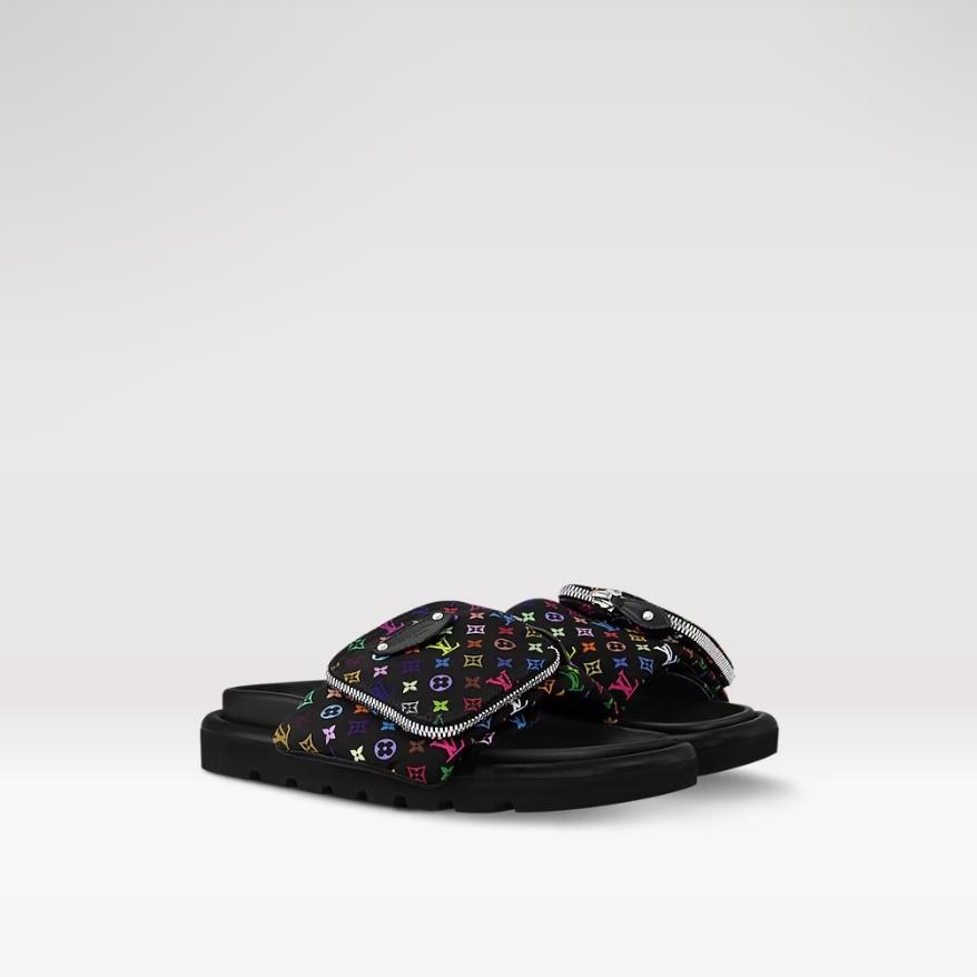 Louis Vuitton LV x TM Pool Oreiller Plat Confort Mule Noir Pour Femmes 1AGVRH