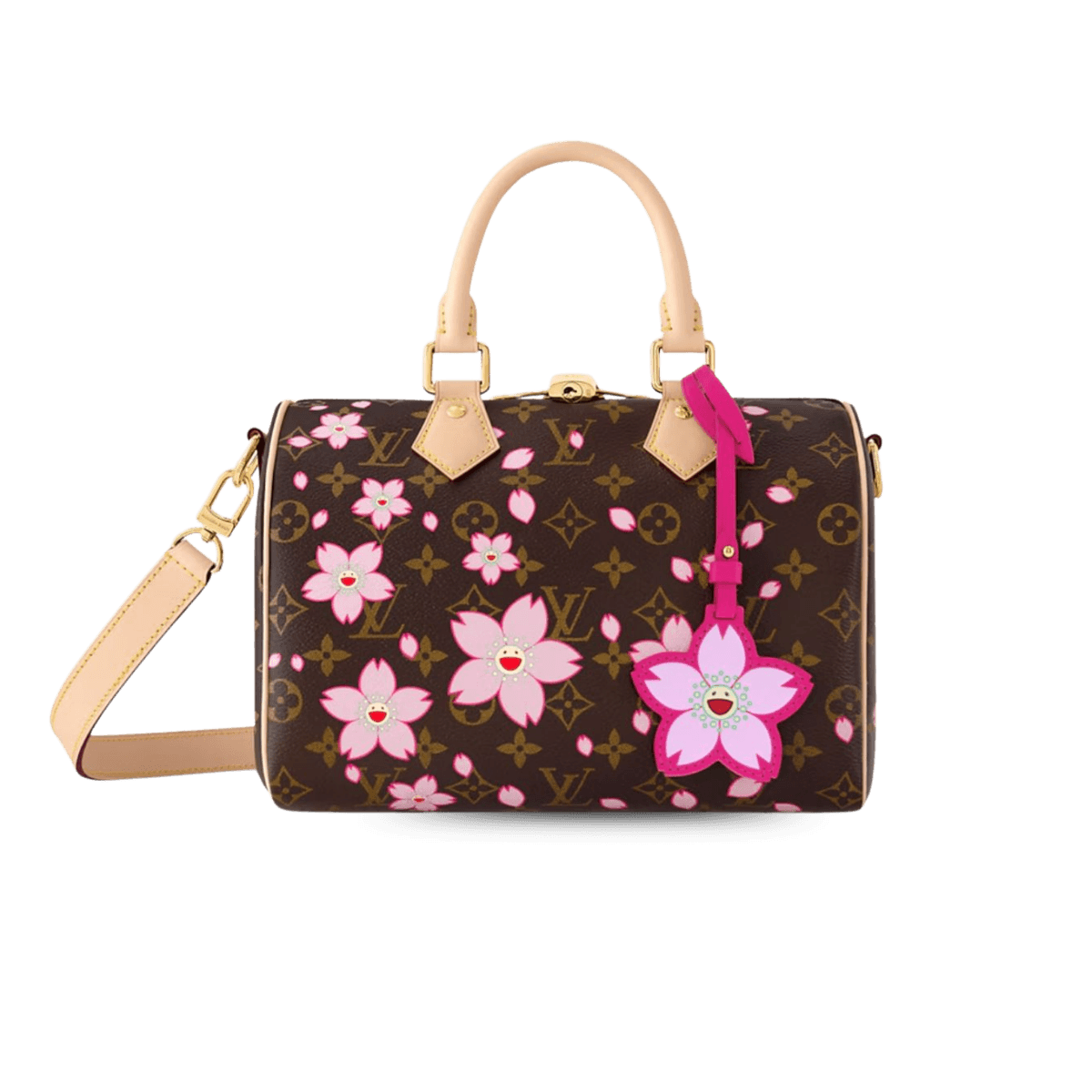 Louis Vuitton LV x TM Speedy Bandouliere 25 Top Handle Bag 9.8in/ 25cm Sakura Brown Gold Hardware For Women M14174