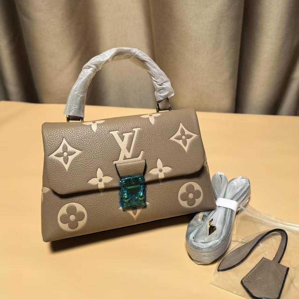 Louis Vuitton Madeleine BB Monogram Empreinte Dove Gray/ Creme Beige For Women, Women's Handbags, Shoulder and Crossbody Bags 9.4in/24cm LV