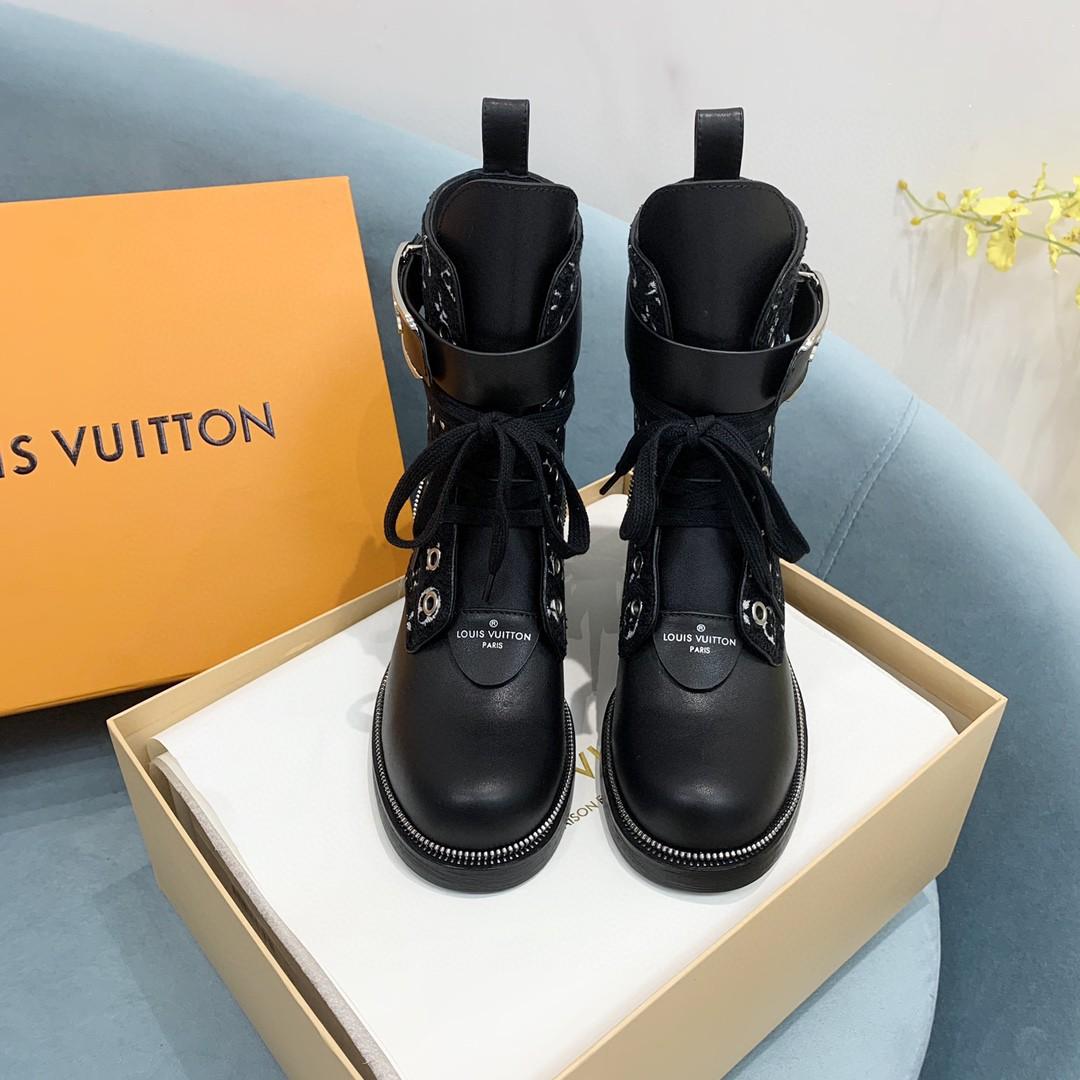 Louis Vuitton Metropolis Flat Ranger Boots Black For Women