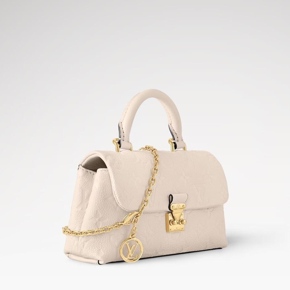 Louis Vuitton Nano Madeleine Top Poignée Sac 8.3in/ 21cm Crème Monogram Empreinte Gold Hardware M12145