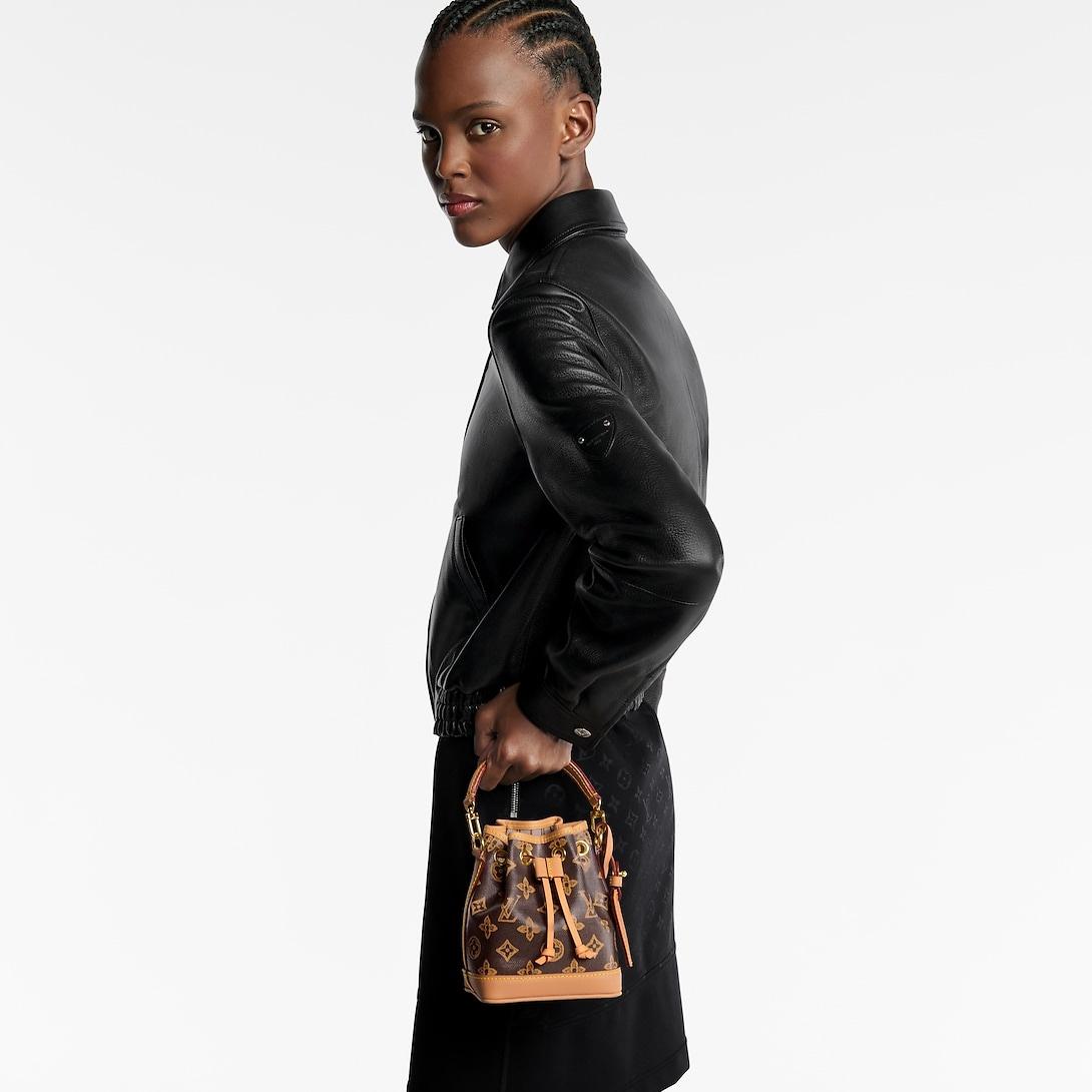 Sac à seau Louis Vuitton Nano Noe 6.3in/ 16cm Ebene Monogram Origine Matériel d'or pour femmes M27699