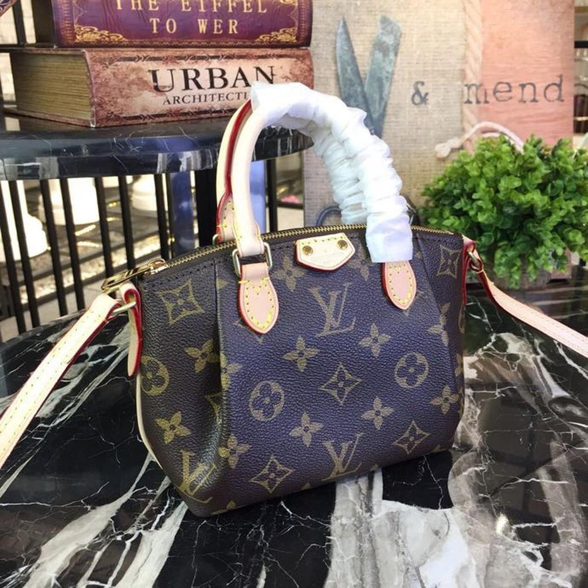 Louis Vuitton Turenne Nano Top Handle Bag 6.7in/ 17cm Brown Monogram Canvas Gold Hardware For Women M61253