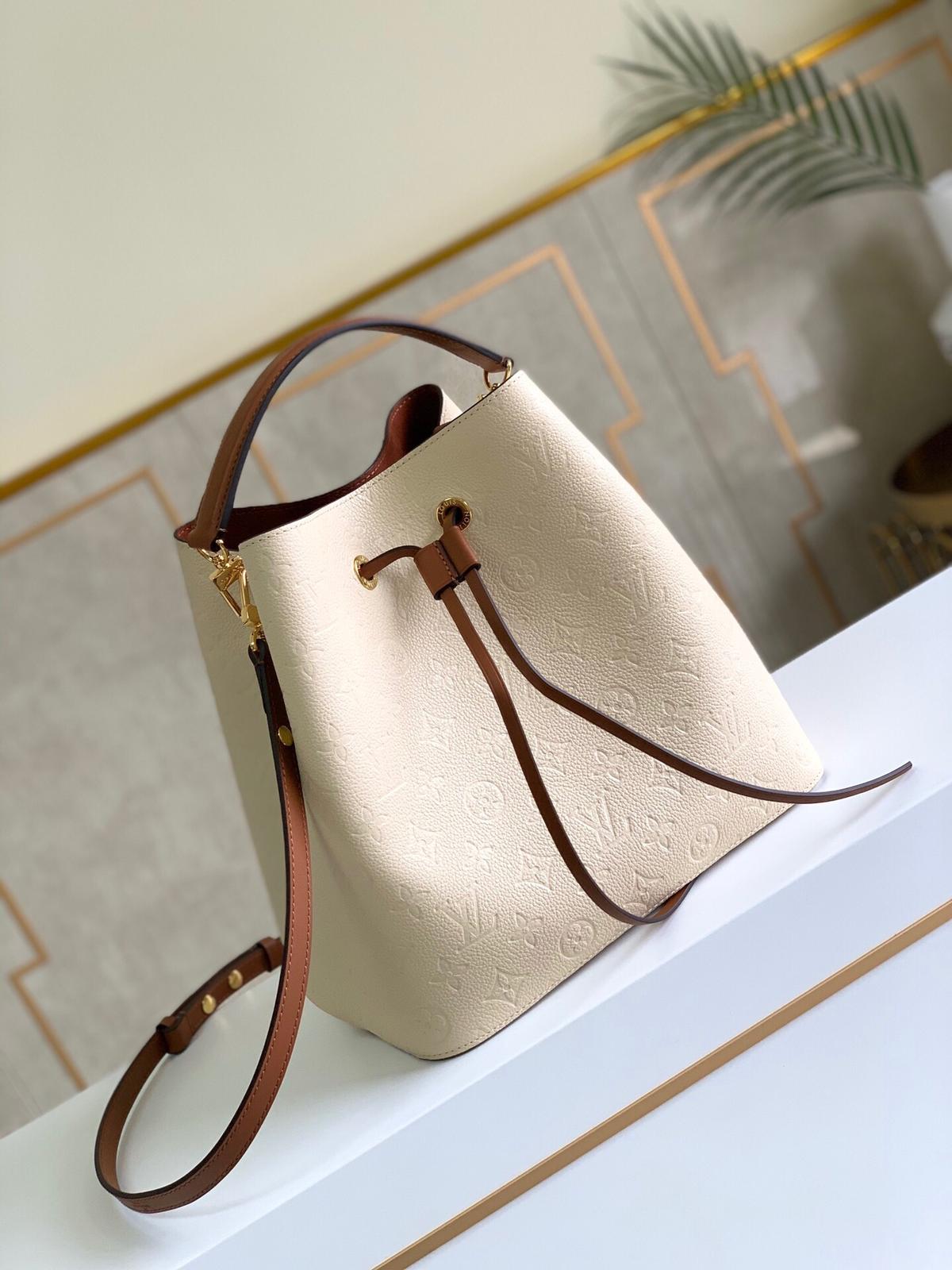 Louis Vuitton NeoNoe MM Bucket Bag Monogram Empreinte Creme For Women, Women’s Bags, Shoulder Bags 10.2in/26cm LV M45307