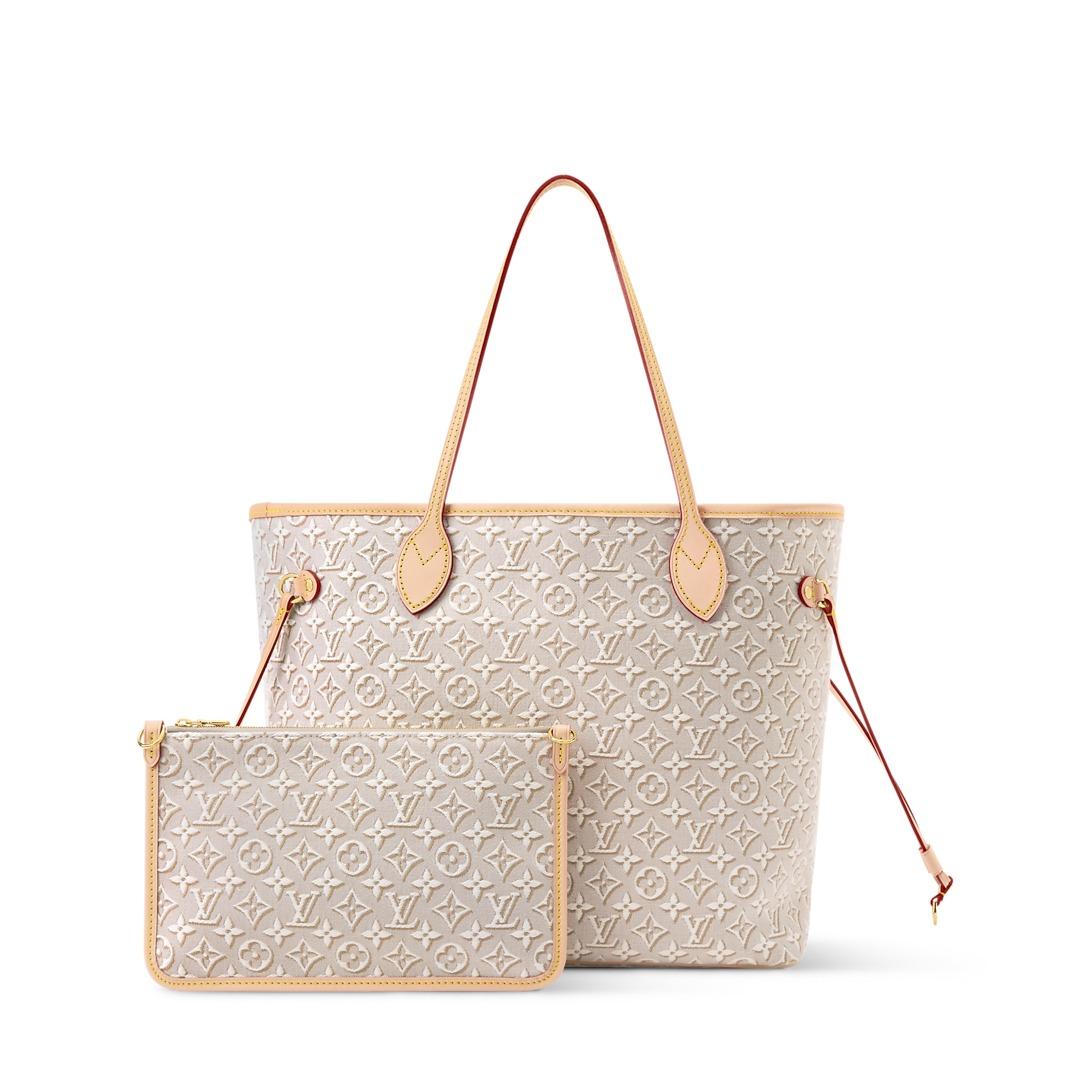 Louis Vuitton Neverfull Inside Out MM Tote Bag 12.2in/ 31cm Beige Monogram Embleme Gold Hardware For Women M2A381