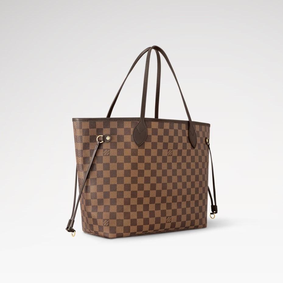 Louis Vuitton Neverfull MM Tote Bag 12.2in/ 31cm Brown Damier Ebene Gold Hardware For Women N40599