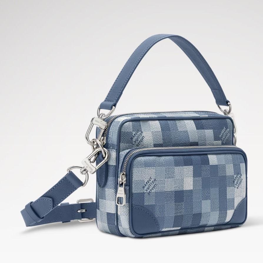 Louis Vuitton Nil Crossbody Bag 9.8in/ 25cm Indigo Blue Damoflage Silver Hardware For Men M28606