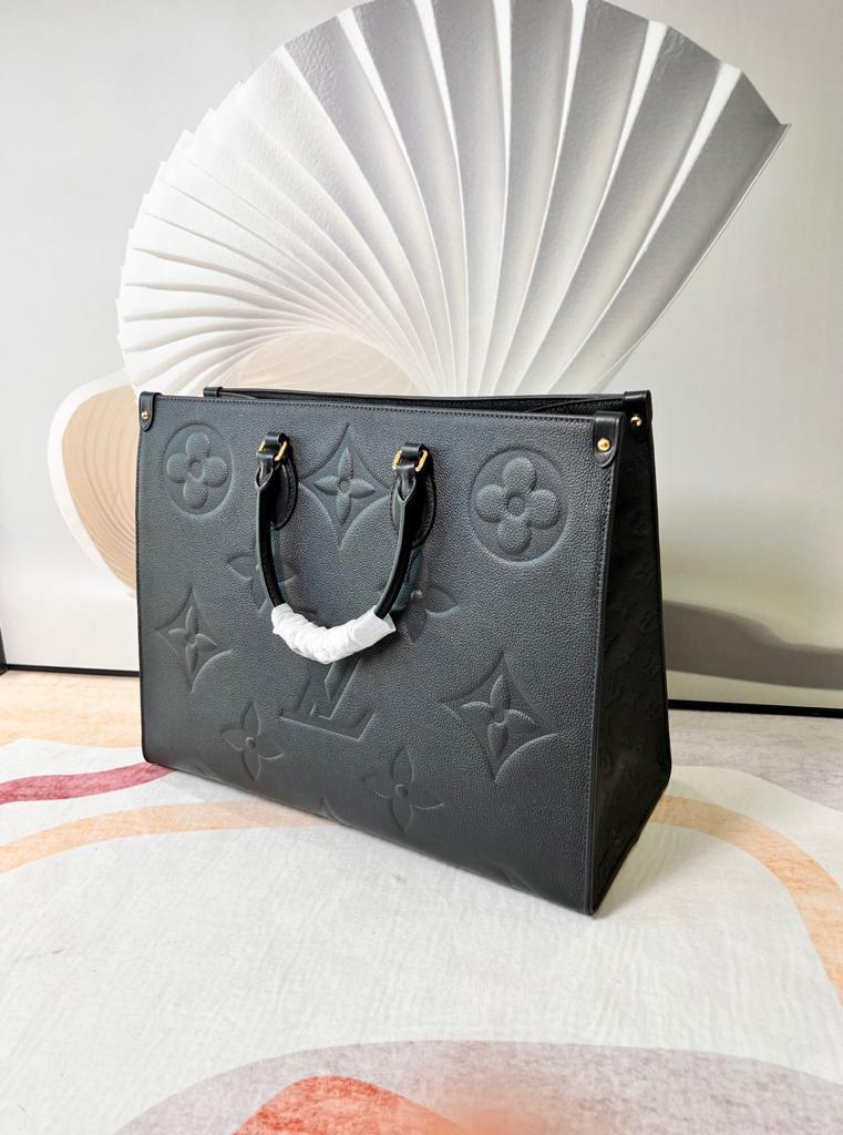 Louis Vuitton Onthego GM Tote Bag 16.1in/ 41cm Monogram Empreinte Black Gold Hardware For Women M44925