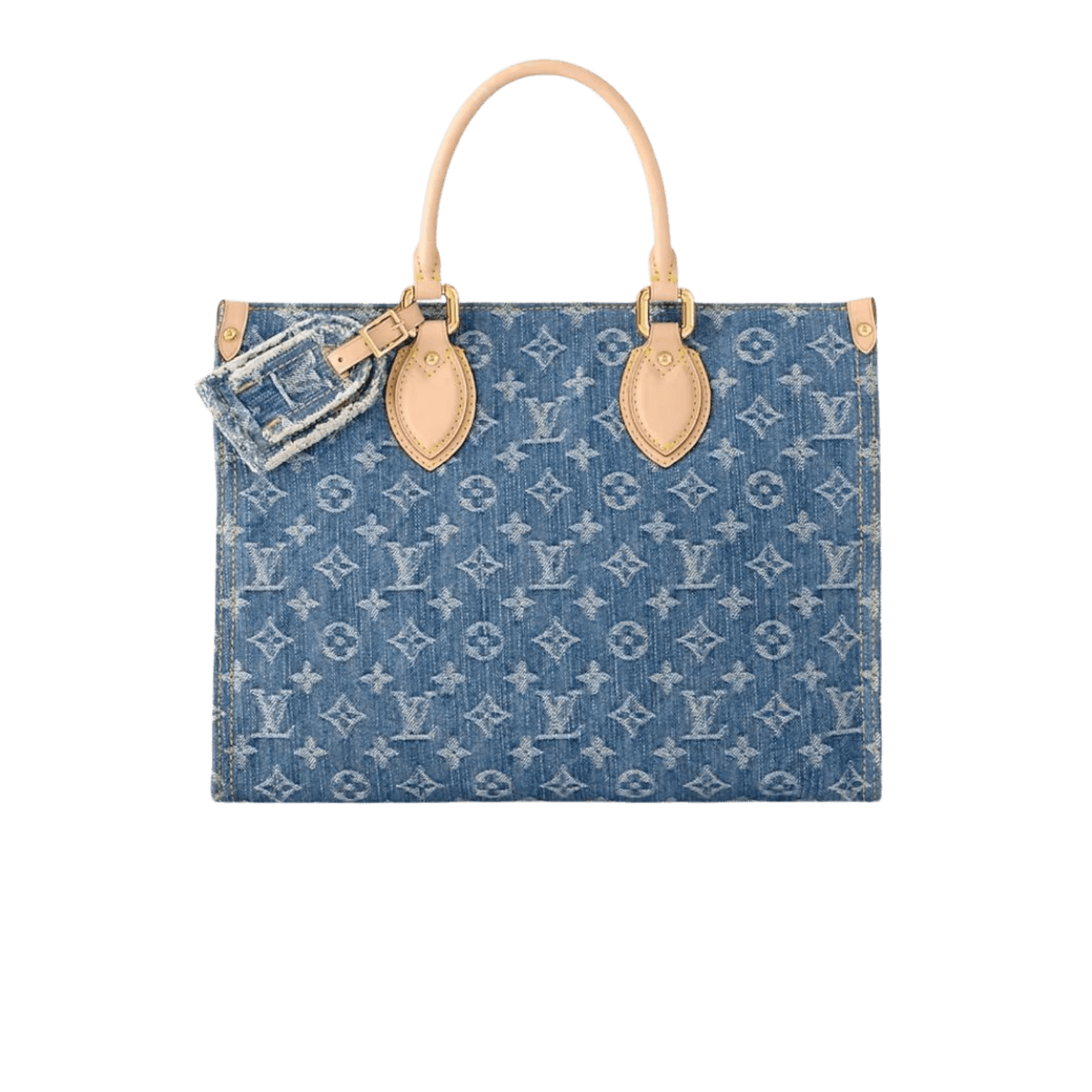 Louis Vuitton OnTheGo MM Tote Bag 13.8in/ 35cm Denim Blue Gold Hardwar For Women M46871