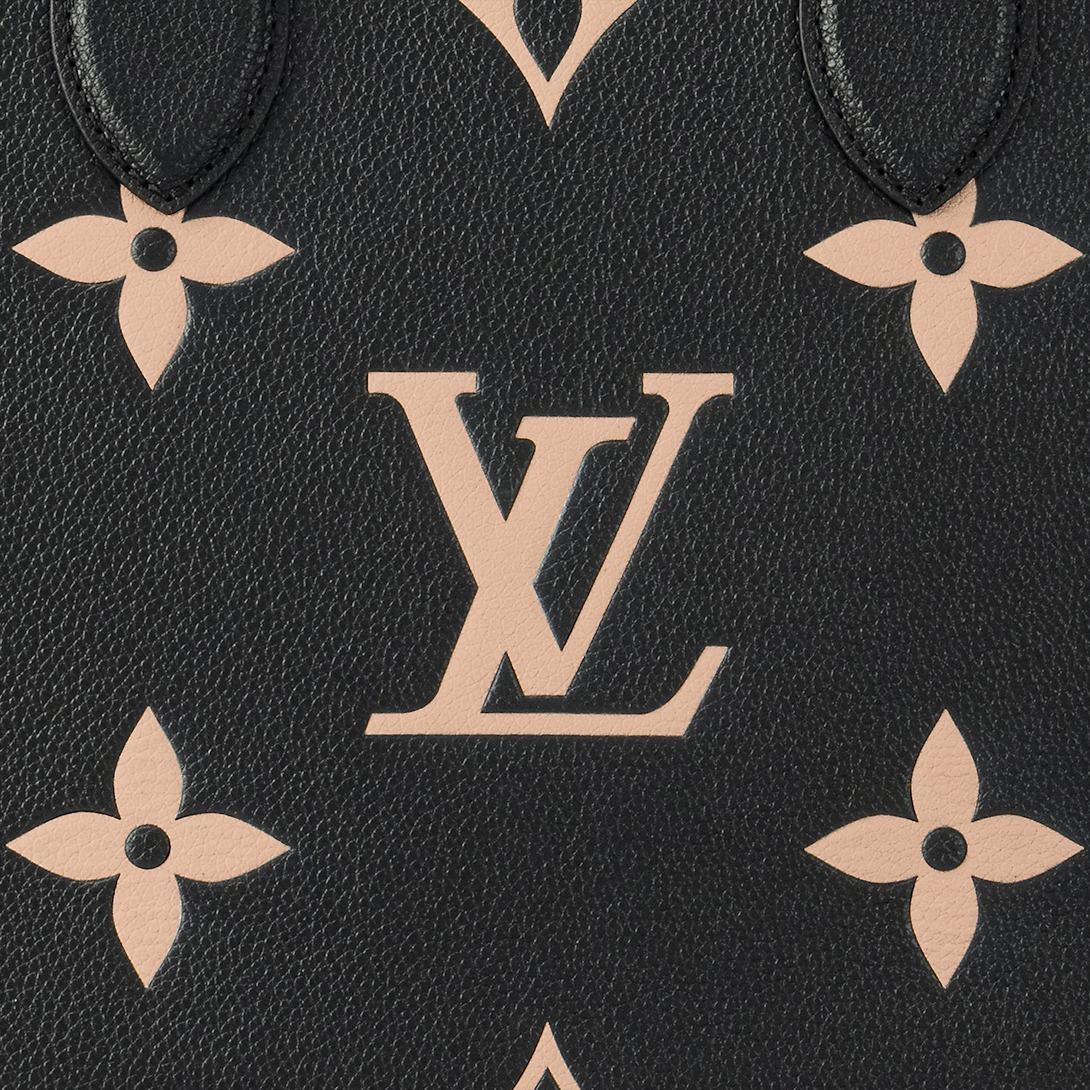 Louis Vuitton OnTheGo MM sac de valise 13.8in/ 35cm Black/Beige Gold Hardware pour femmes M45495