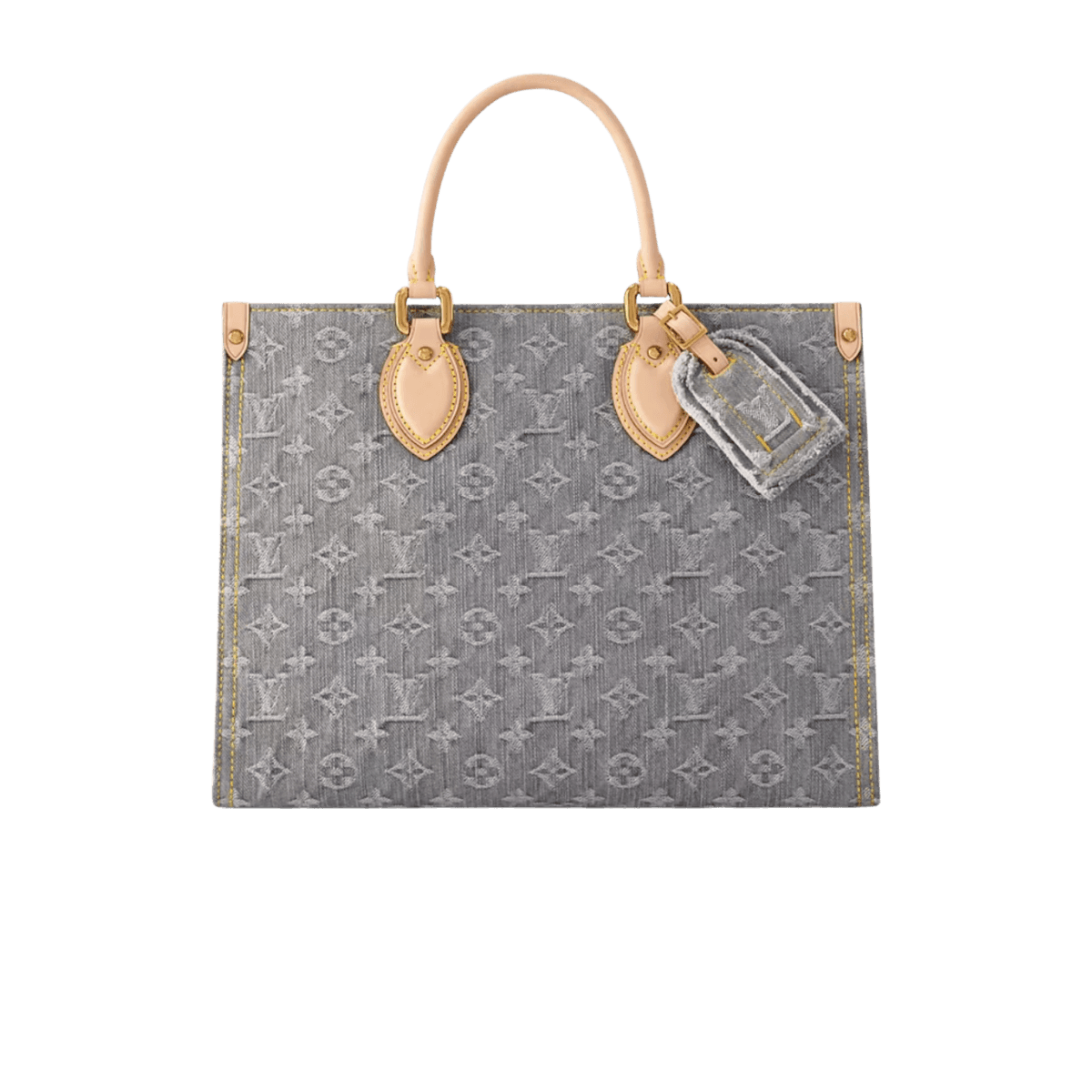 Louis Vuitton OnTheGo MM Tote Bag 13.8in/ 35cm Washed Gray Gold Hardware For Women M13189