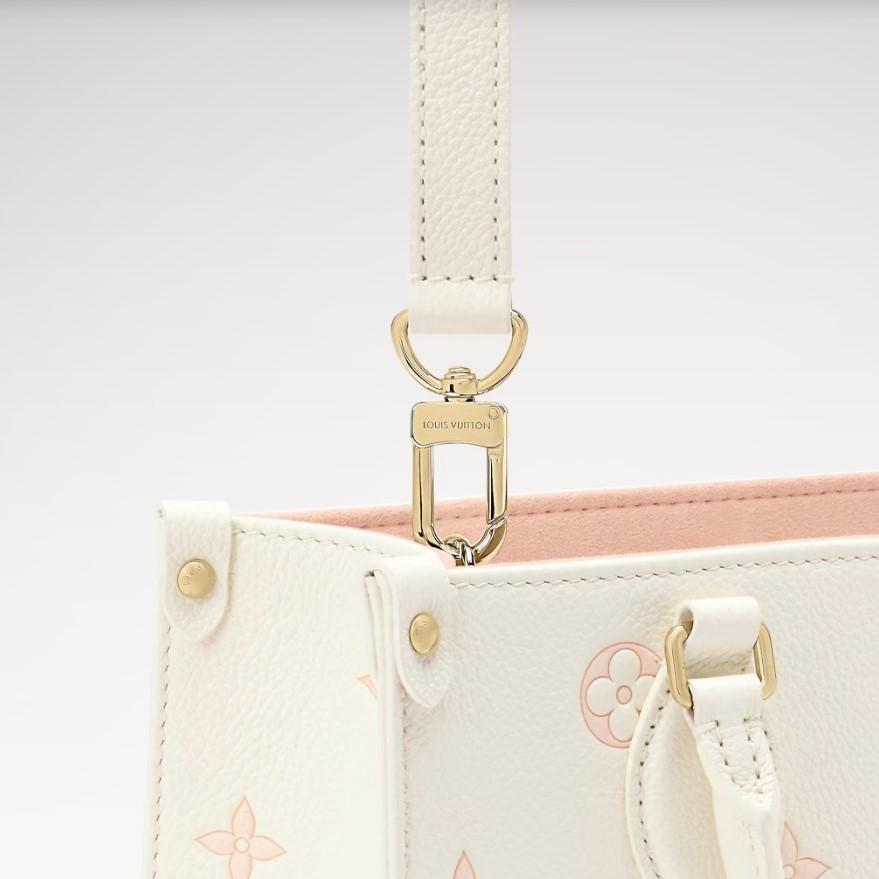 Louis Vuitton OnTheGo PM Tote Bag 9.8in/ 25cm Milky White/ Peach Gold Hardware For Women M28313