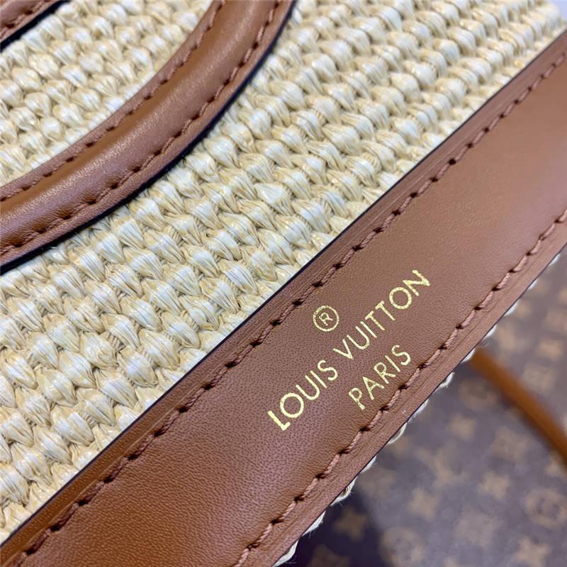 Louis Vuitton Petit Bucket Raffia Beige For Women 9.4in/24cm