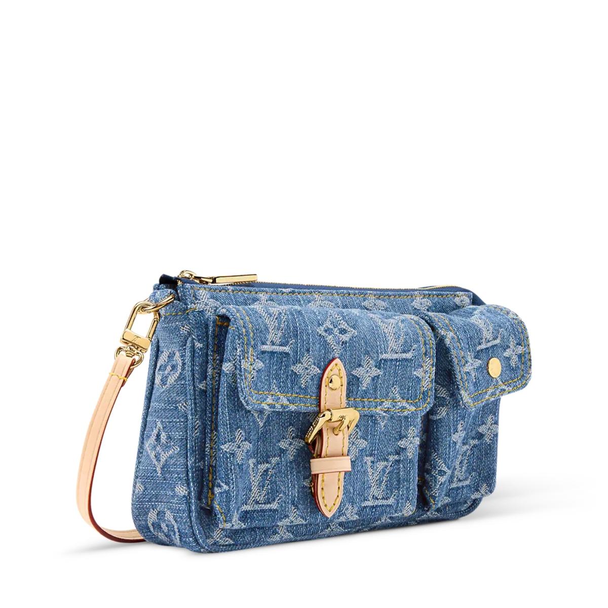 Louis Vuitton Pochette Accessoire Cargo Shoulder Bag 9.3in/ 24cm Blue Denim Gold Hardware For Women M27602