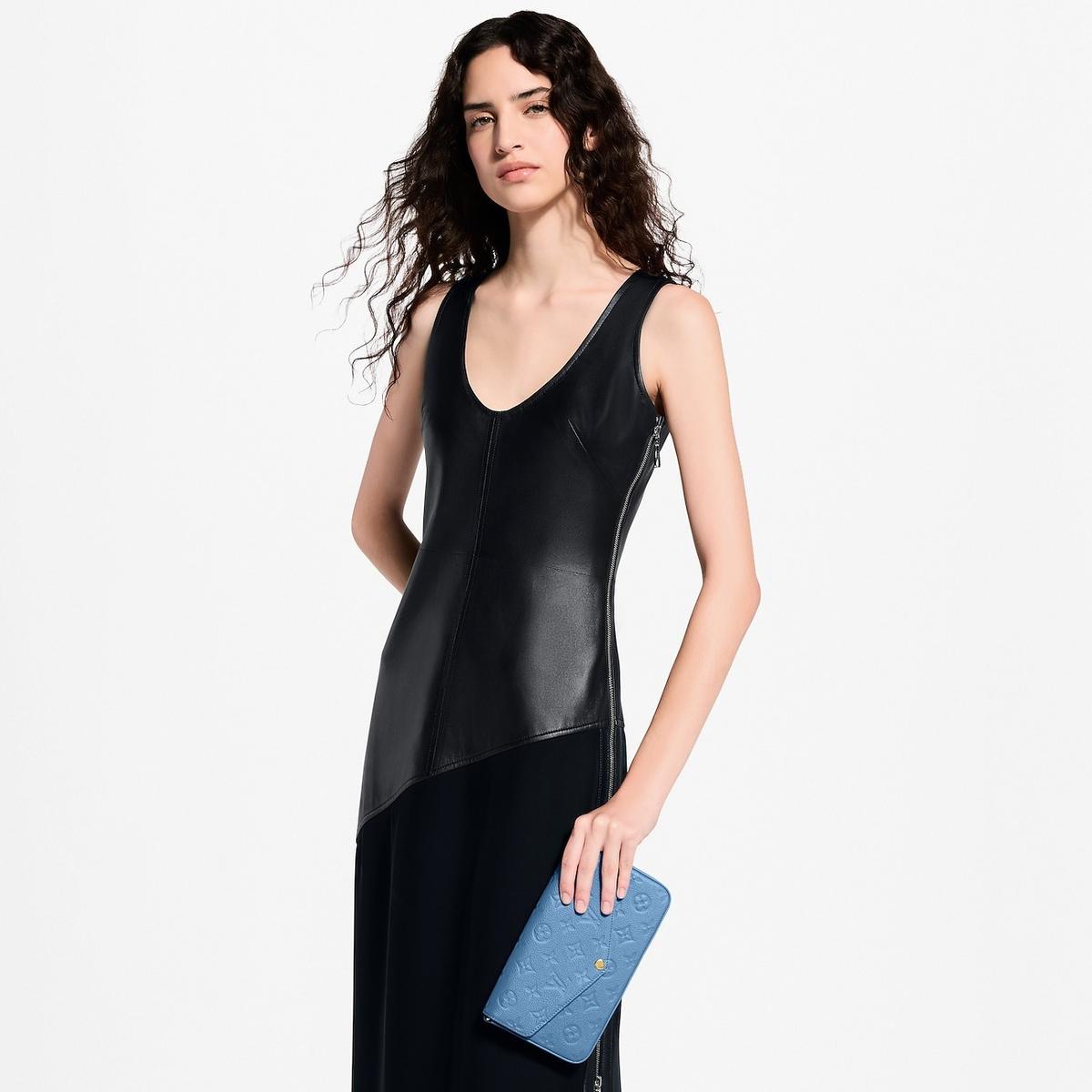 Louis Vuitton Pochette Sac à épaule Felicie 8.3in/ 21cm Denim Bleu Or Matériel pour femmes M28891