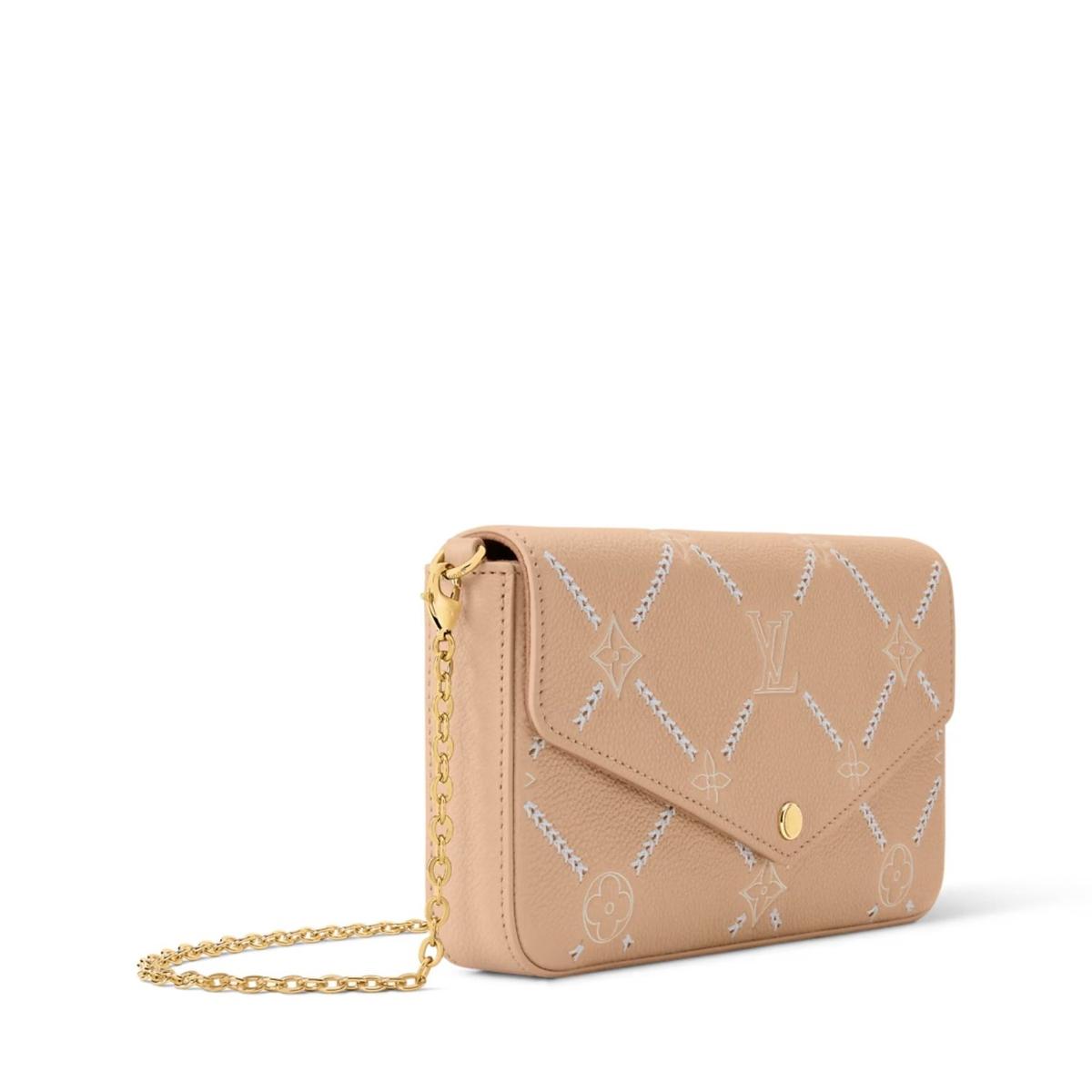 Louis Vuitton Pochette Felicie Sac à épaule 8.3in/ 21cm Noisettes Couture Or Matériel pour femmes M29482