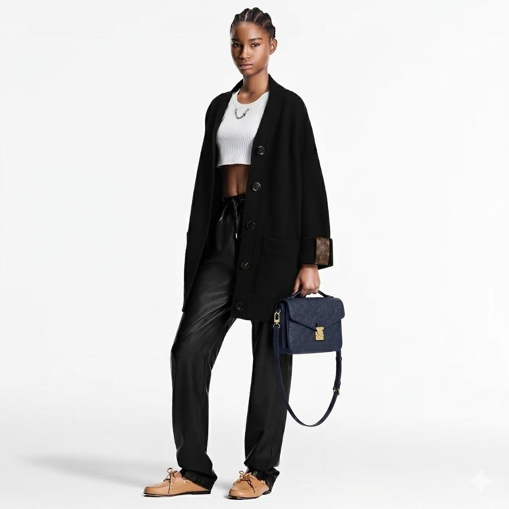 Louis Vuitton Pochette Metis Shoulder Bag 9.8in/ 25cm Navy Blue Monogram Empreinte Gold Hardware For Women M47142