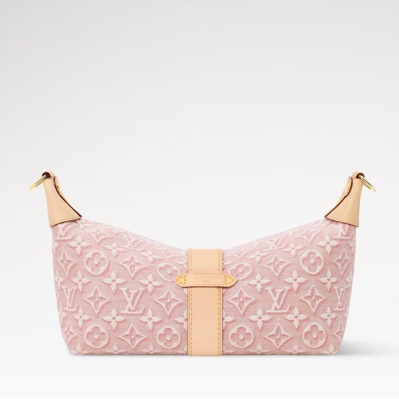 Louis Vuitton Pochette Mia Shoulder Bag 8.7in/ 22cm Rose Ruban Monogram Embleme Gold Hardware For Women M2A382