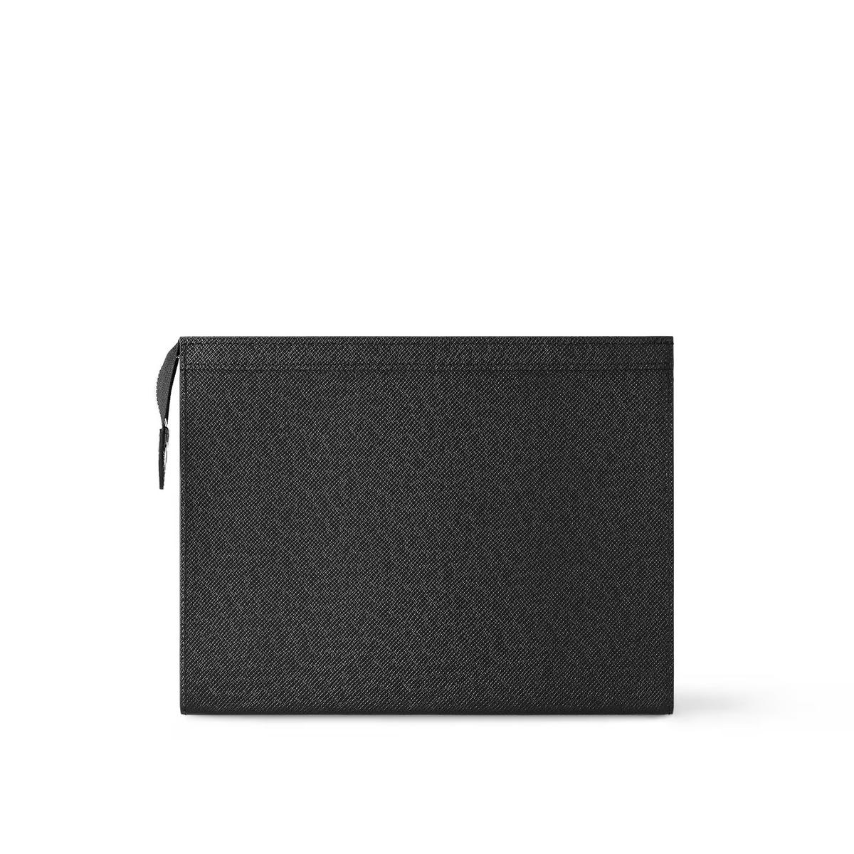 Louis Vuitton Pochette Voyage Pouch 10.6in/ 27cm Black Silver Hardware For Men M30450