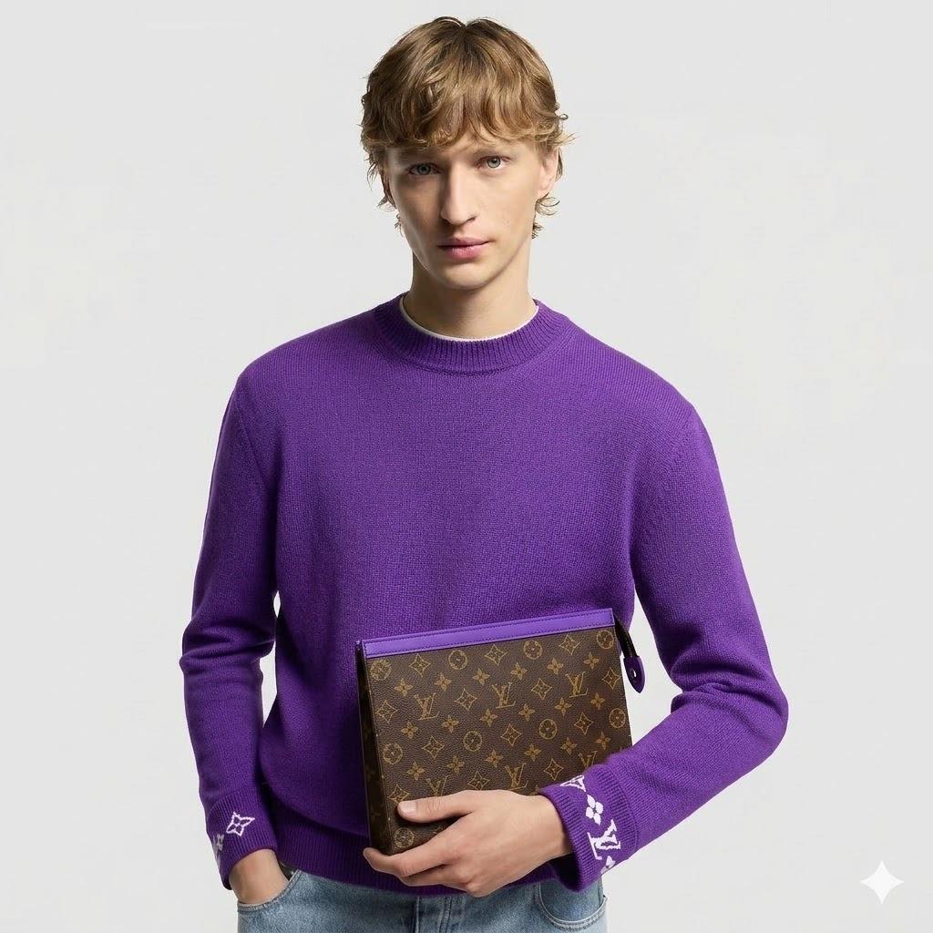 Louis Vuitton Pochette Voyage MM Pouch 10.6in/ 27cm Violet Silver Hardware For Women M82859