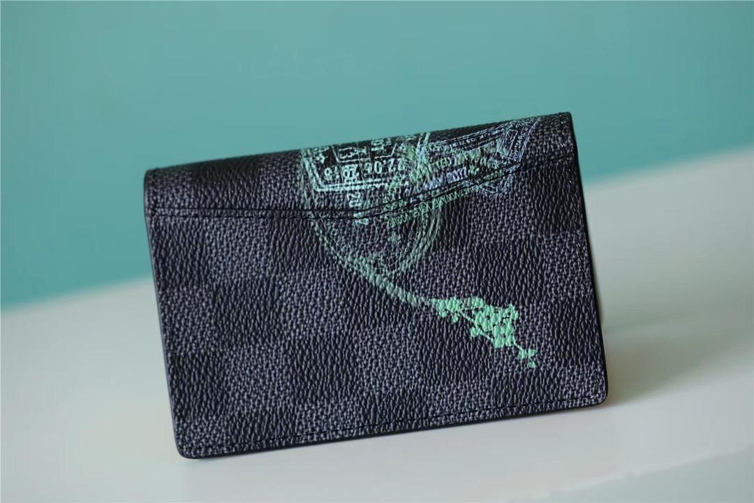 Louis Vuitton Pocket Organiser Damier Graphite Canvas For Men, Men's Wallet 4.3in/11cm LV N64602