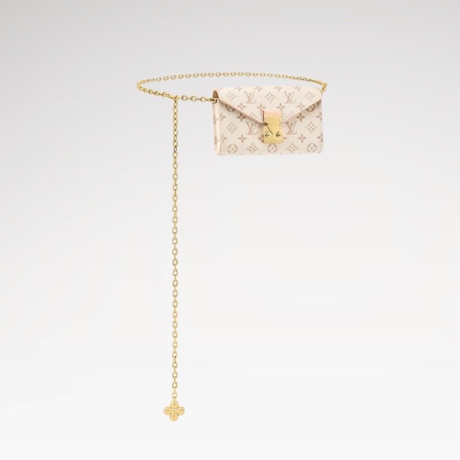 Louis Vuitton Pouch Metis Belt 5.3in/ 13.5cm Cream Monogram Dune Gold Hardware For Women M4871Z