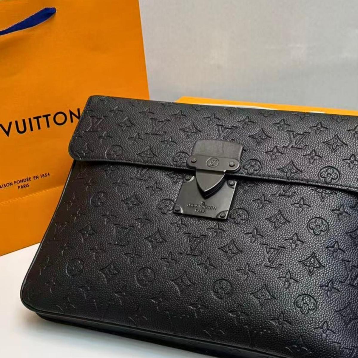 Louis Vuitton S-Lock Briefcase Taurillon Monogram Black For Men, Men's Bags, Shoulder And Crossbody Bags 14.6in/37cm LV M20835