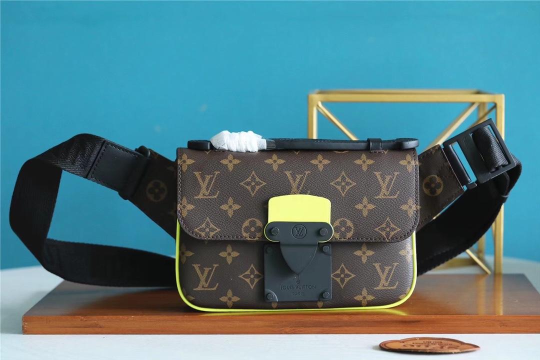 Louis Vuitton S-Lock Sling Monogram Macassar Yellow For Men, Men's Bags, Crossbody Bags 8.3in/21cm LV