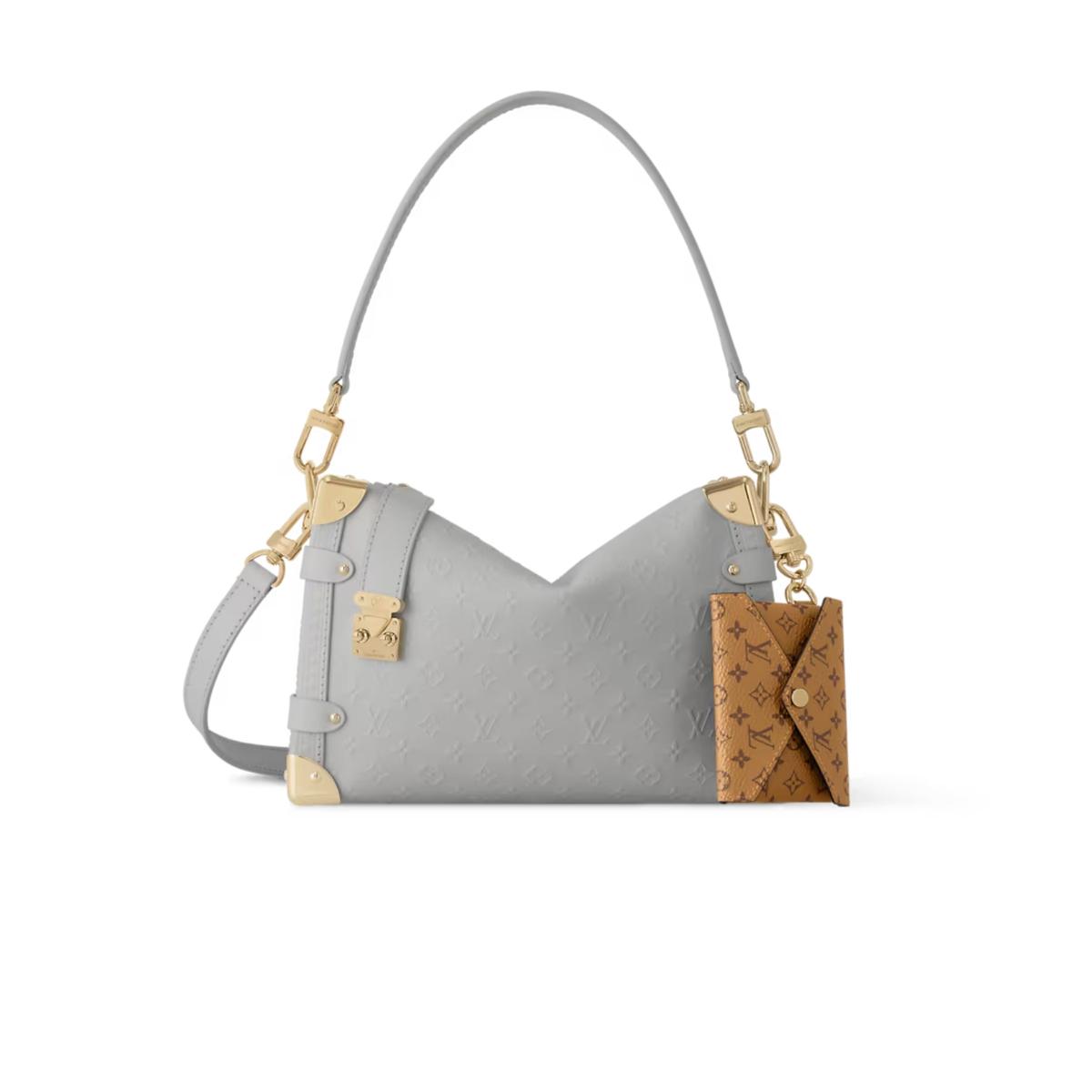 Louis Vuitton Side Trunk MM Shoulder Bag 9.3in/ 23.5cm Cloud Gray Gold Hardware For Women M25602