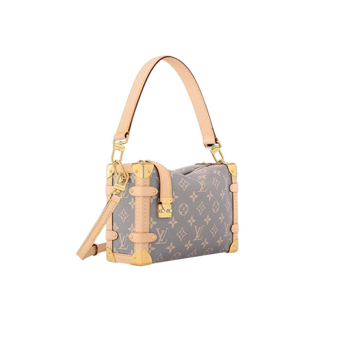 Louis Vuitton Side Trunk MM Shoulder Bag 9.3in/ 23.5cm Trianon Grey Gold Hardware For Women M12428