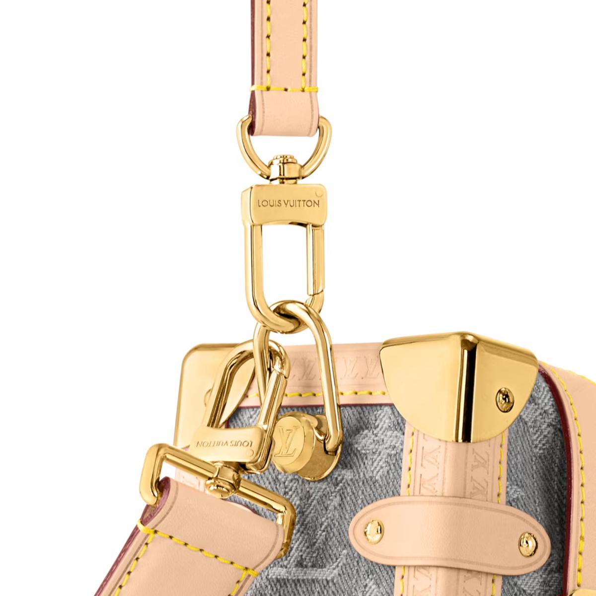 Louis Vuitton Side Trunk MM Shoulder Bag 9.3in/ 23.5cm Washed Gray Gold Hardware For Women M13285