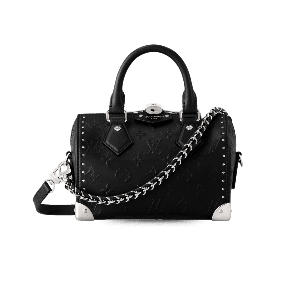 Louis Vuitton Speedy Trunk 20 Top Handle Bag 8.1in/ 20.5cm Black Silver Hardware For Women M14575