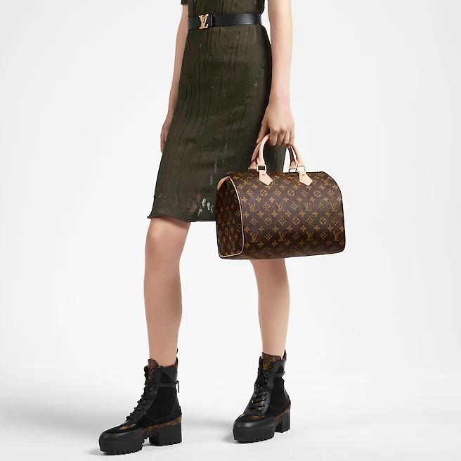 Louis Vuitton Speedy 30 Top Handle Bag 11.8in/ 30cm Brown Monogram Canvas Gold Hardware For Women M41108