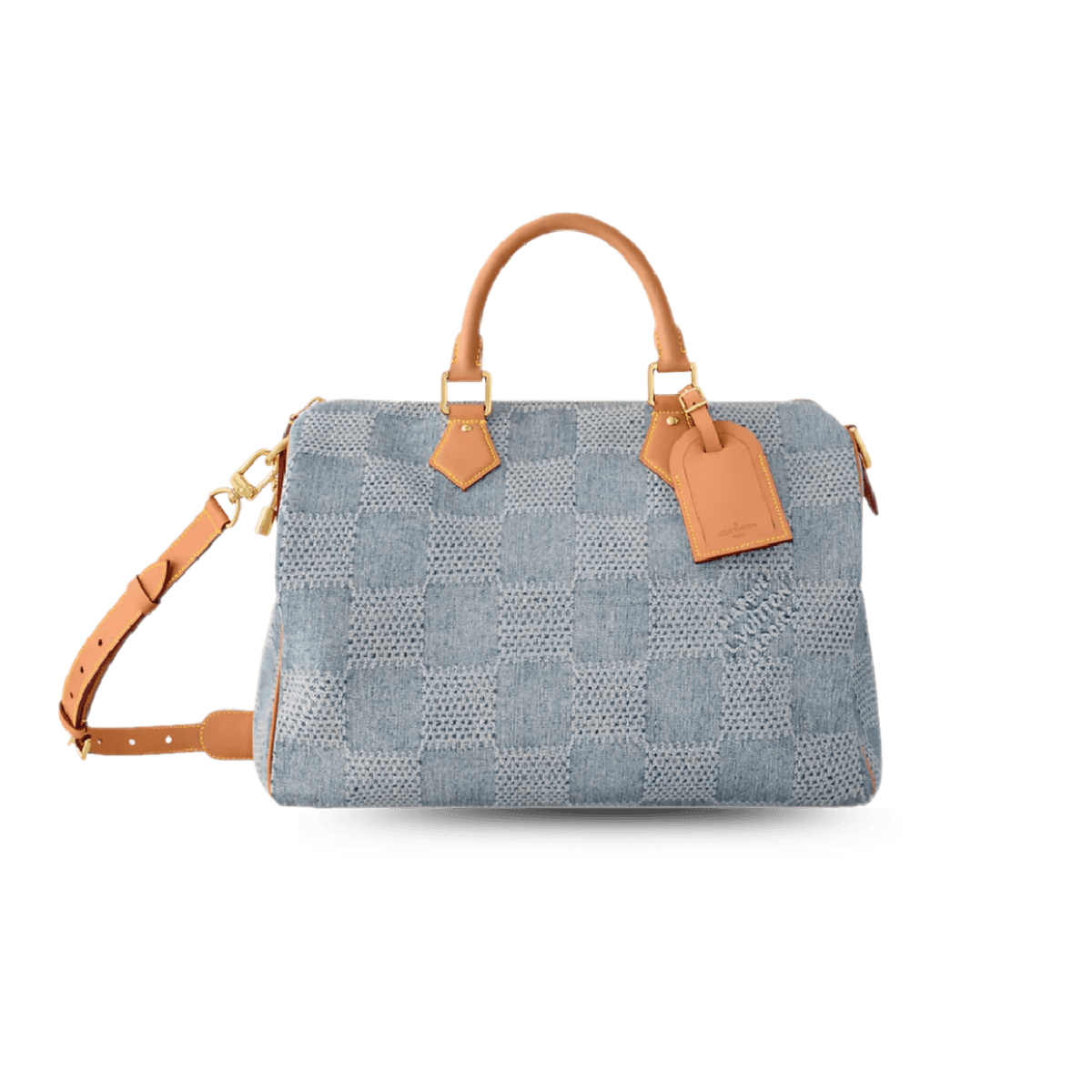 Louis Vuitton Speedy 40 Bandouliere Top Handle Bag 16in/ 40cm Blue Denim Gold Hardware For Men N40701