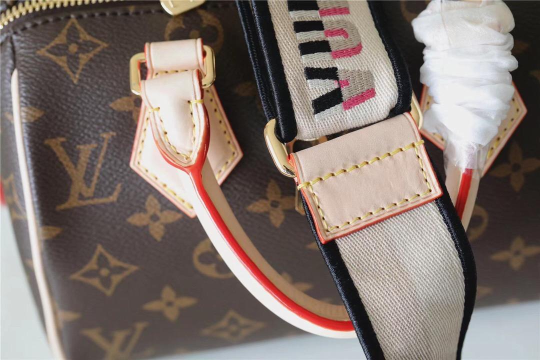 Louis Vuitton Speedy Bandouliere 20 Top Handle Bag 7.9in/ 20cm Black Monogram Canvas Gold Hardware For Women M46234