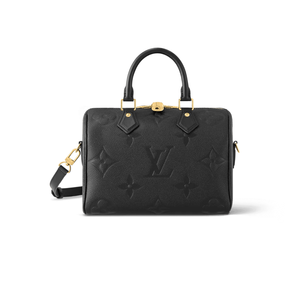 Louis Vuitton Speedy Bandouliere 25 Top Handle Bag 9.8in/ 25cm Black Gold Hardware For Women M58951