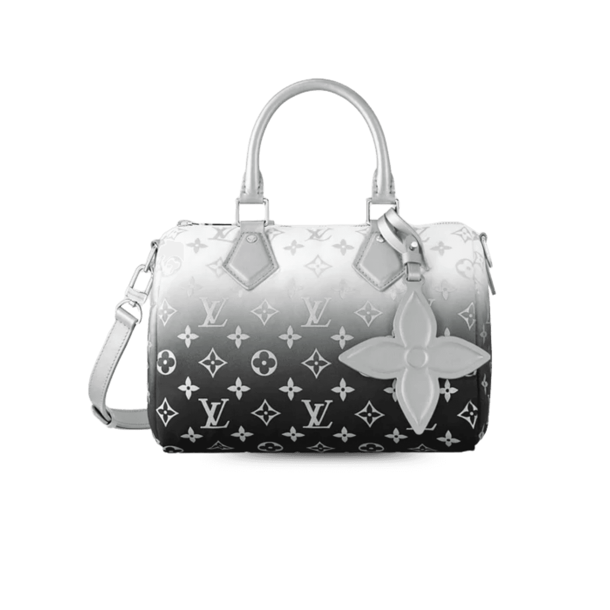 Louis Vuitton Speedy Bandouliere 25 Top Handle Bag 9.8in/ 25cm Frost Silver Hardware For Women M11848