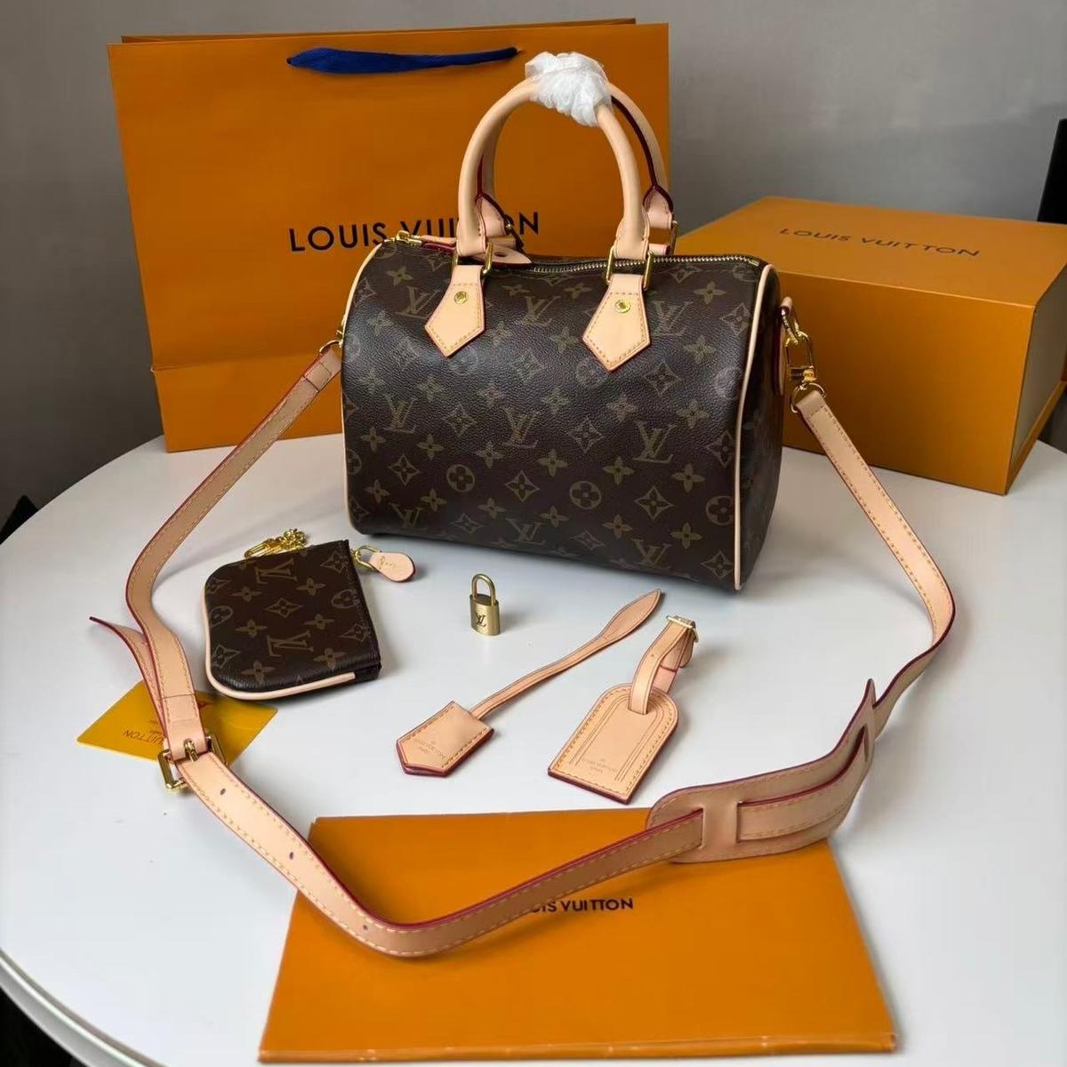 Louis Vuitton Speedy P9 Bandouliere 25 Top Handle Bag 9.8in/ 25cm Brown Monogram Gold Hardware For Men M24443
