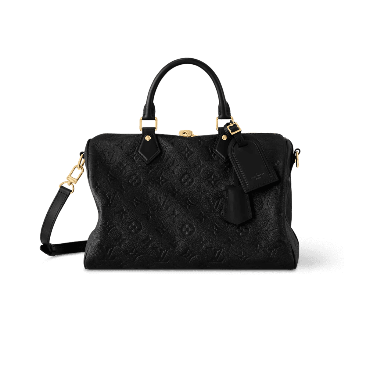 Louis Vuitton Speedy Soft 30 Top Poignée Sac 11,8po/ 30cm Monogramme noir Empreinte Or Matériel pour femmes M47186
