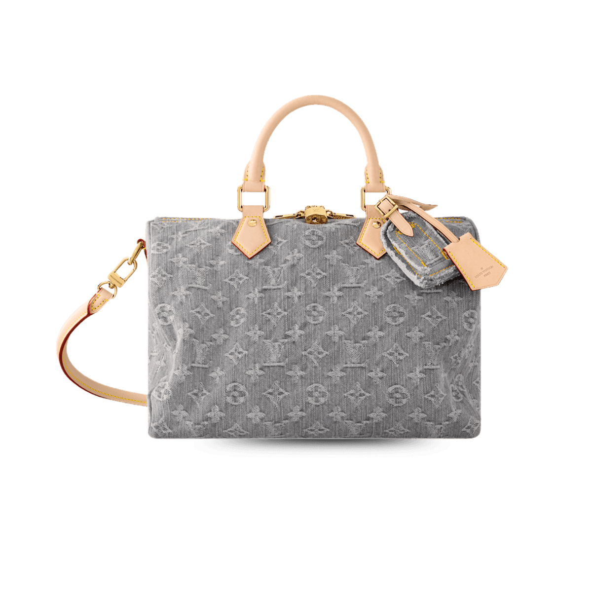Louis Vuitton Speedy Soft 30 Top Handle Bag 11.8in/ 30cm Washed Gray Gold Hardware For Women M13344