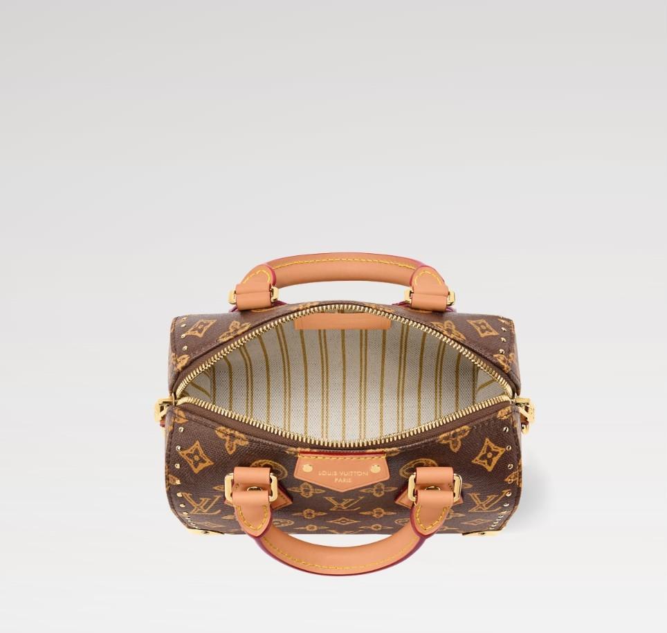 Louis Vuitton Speedy Trunk 20 Top Handle Bag 8.1in/ 20.5cm Ebene Monogram Origine Gold Hardware For Women M28102