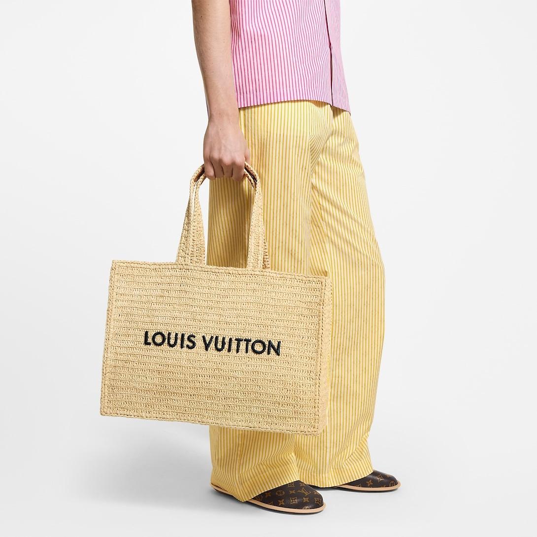 Louis Vuitton Été Shopper MM Tote Bag 17.3in/ 44cm Natural Beige Raffia Gold Hardware M14458