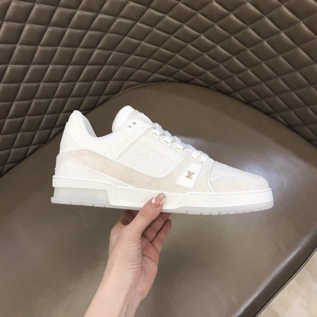 Louis Vuitton Trainer Sneaker Monogram Patent Canvas White Virgil Abloh For Men LV 1A9G53