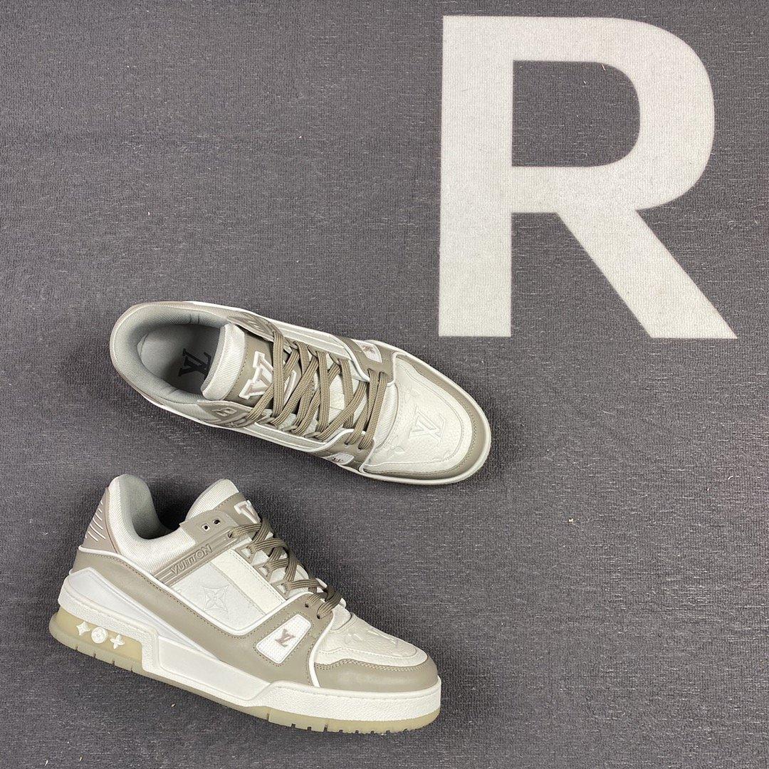Louis Vuitton Trainer Sneaker Rubber Monogram Grey Virgil Abloh For Men LV 1A9VOS