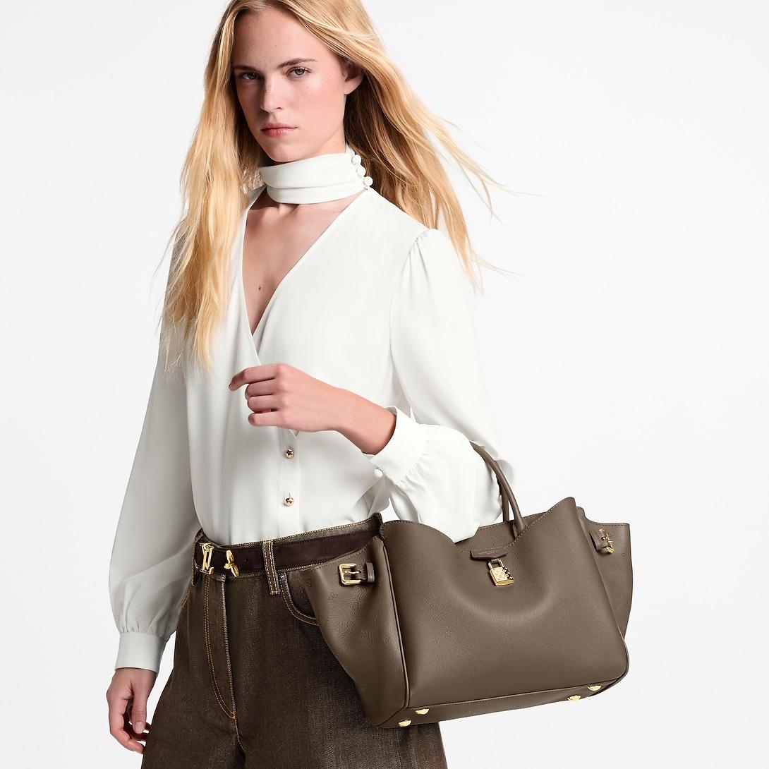 Louis Vuitton Vendome PM Tote Bag 11.2in/ 28.5cm Taupe Gold Hardware For Women M27040